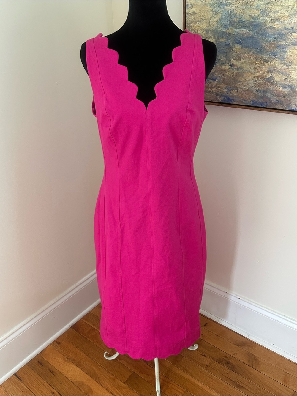 Banana Republic Pink Dress Size 10 Scalloped Fitted Sheath  Preppy Capsule NWT